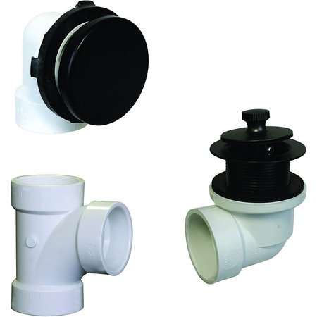 WESTBRASS Illusionary Overflow, Sch. 40 PVC Plumbers Pack W/ Lift and Turn Bath Drain in Oil Rubbed Bronze D594PHRK-12
